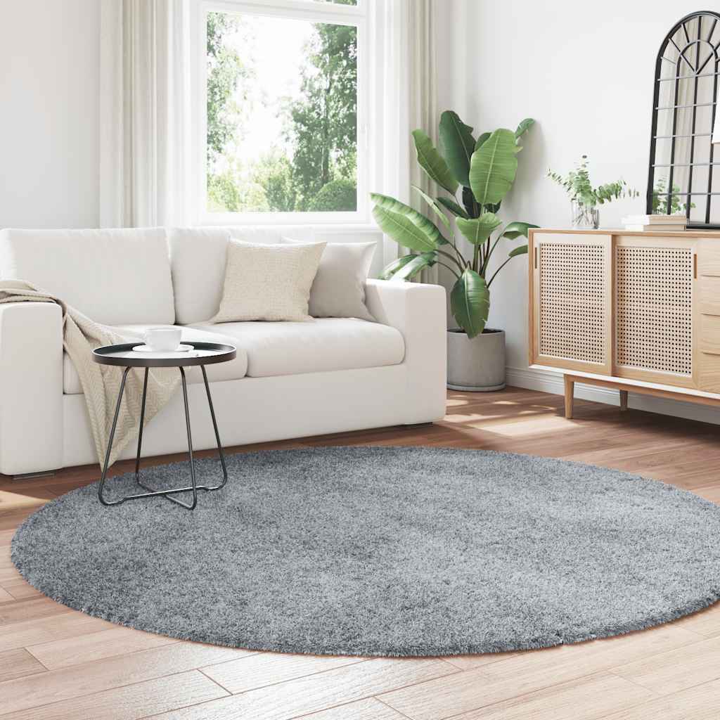 vidaXL Covor shaggy cu pom înalt, NAVARRA, gri argintiu, 200x200 cm