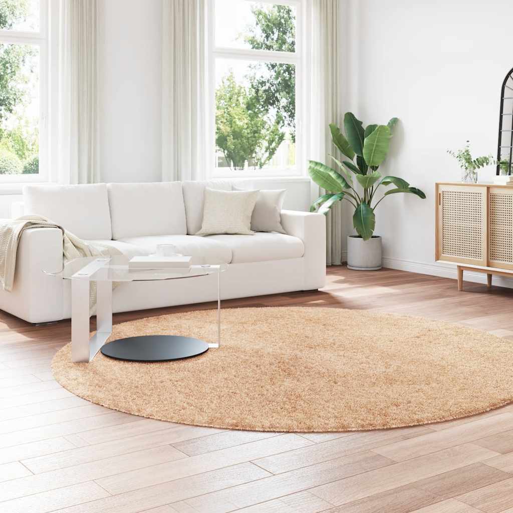 vidaXL Covor shaggy cu pom înalt, NAVARRA, bej, 240x240 cm, poliester