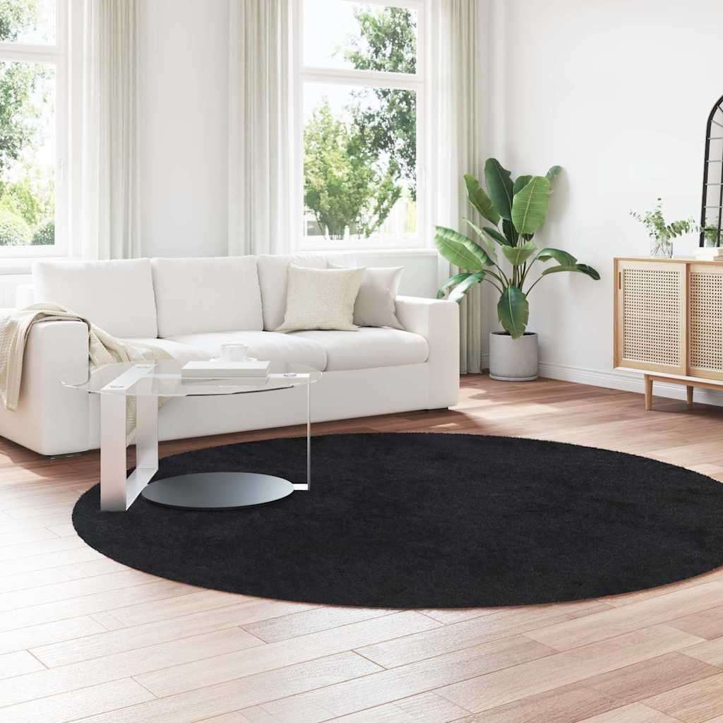 vidaXL Covor shaggy cu pom înalt, NAVARRA, negru, 240x240cm, poliester