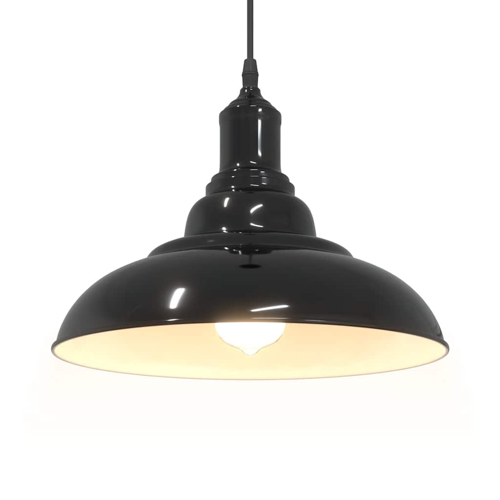 vidaXL Lampă suspendată reglabilă pe înălțime E27 negru lucios metal vidaXL Lampă suspendată reglabilă pe înălțime E27 negru lucios metal
