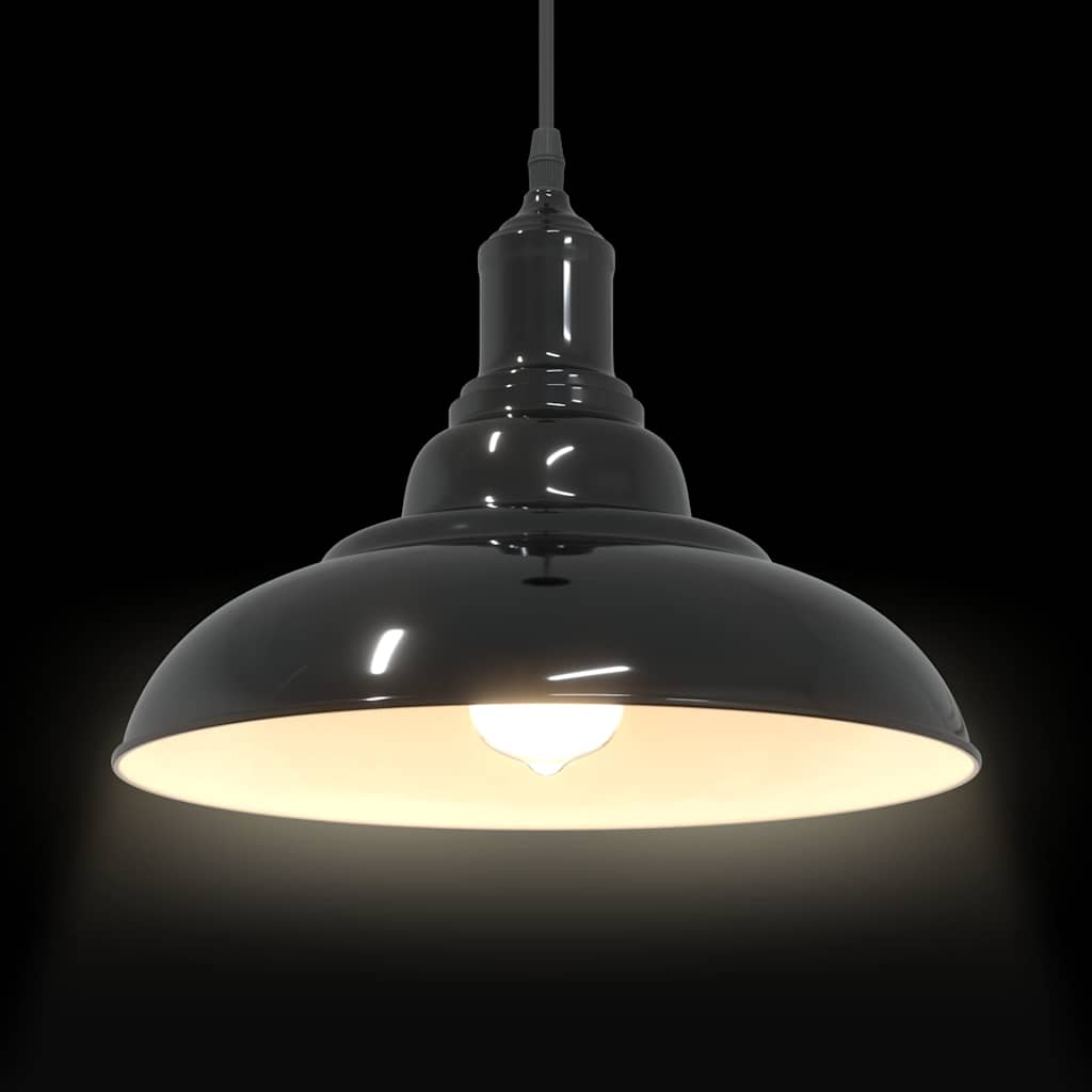 vidaXL Lampă suspendată reglabilă pe înălțime E27 negru lucios metal vidaXL Lampă suspendată reglabilă pe înălțime E27 negru lucios metal