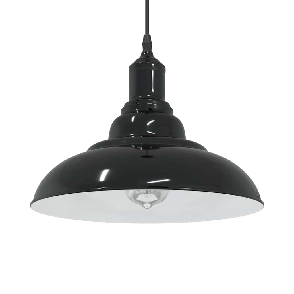 vidaXL Lampă suspendată reglabilă pe înălțime E27 negru lucios metal vidaXL Lampă suspendată reglabilă pe înălțime E27 negru lucios metal