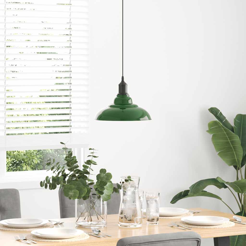 vidaXL Lampă suspendată reglabilă pe înălțime E27 verde lucios metal vidaXL Lampă suspendată reglabilă pe înălțime E27 verde lucios metal