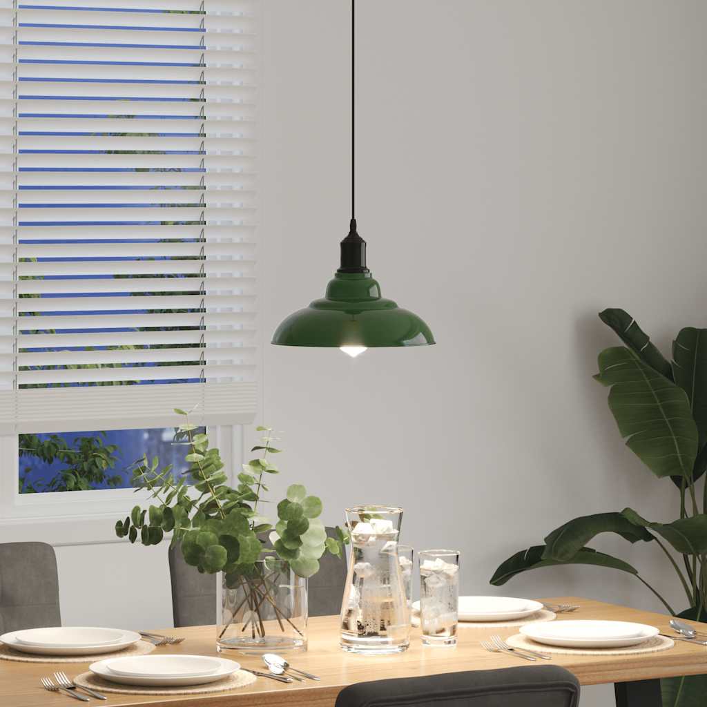 vidaXL Lampă suspendată reglabilă pe înălțime E27 verde lucios metal vidaXL Lampă suspendată reglabilă pe înălțime E27 verde lucios metal