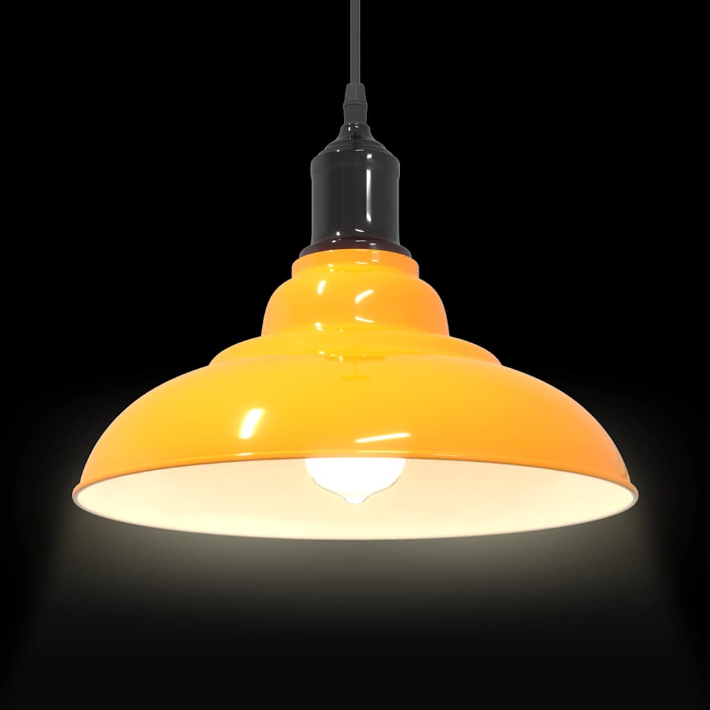 vidaXL Lampă suspendată reglabilă pe înălțime E27 Galben lucios Metal vidaXL Lampă suspendată reglabilă pe înălțime E27 Galben lucios Metal