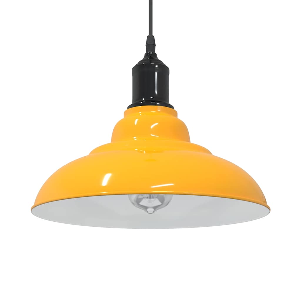 vidaXL Lampă suspendată reglabilă pe înălțime E27 Galben lucios Metal vidaXL Lampă suspendată reglabilă pe înălțime E27 Galben lucios Metal