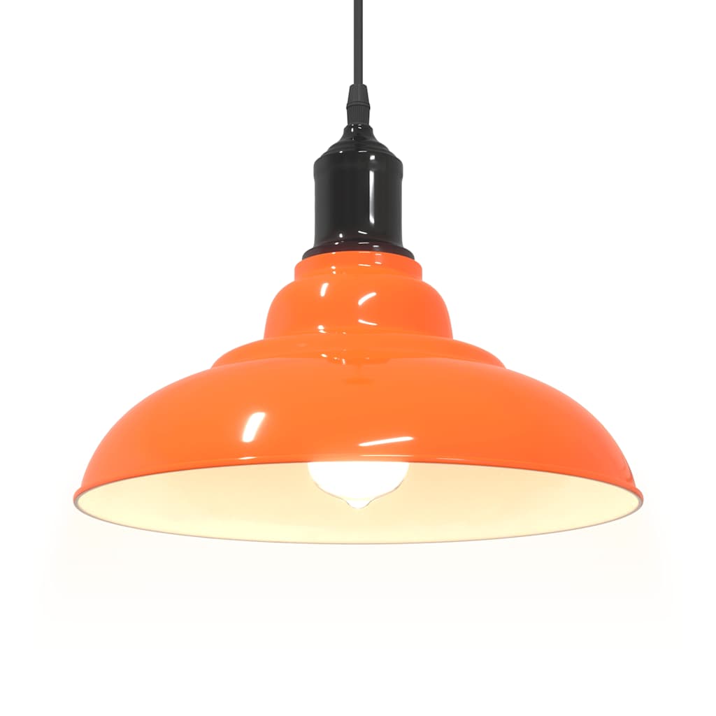 vidaXL Lampă suspendată reglabilă înălțime E27 Portocaliu lucios Metal vidaXL Lampă suspendată reglabilă înălțime E27 Portocaliu lucios Metal
