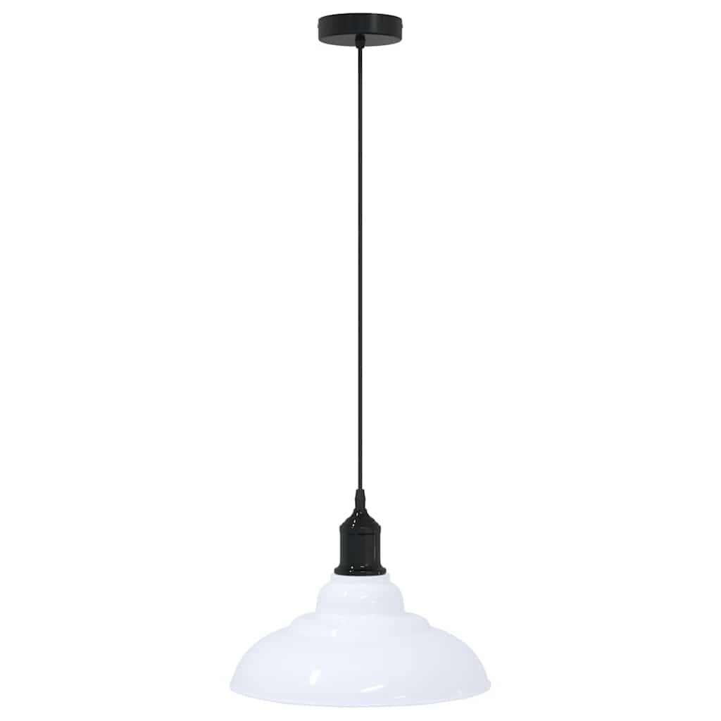 vidaXL Lampă suspendată reglabilă pe înălțime E27 alb lucios metal vidaXL Lampă suspendată reglabilă pe înălțime E27 alb lucios metal