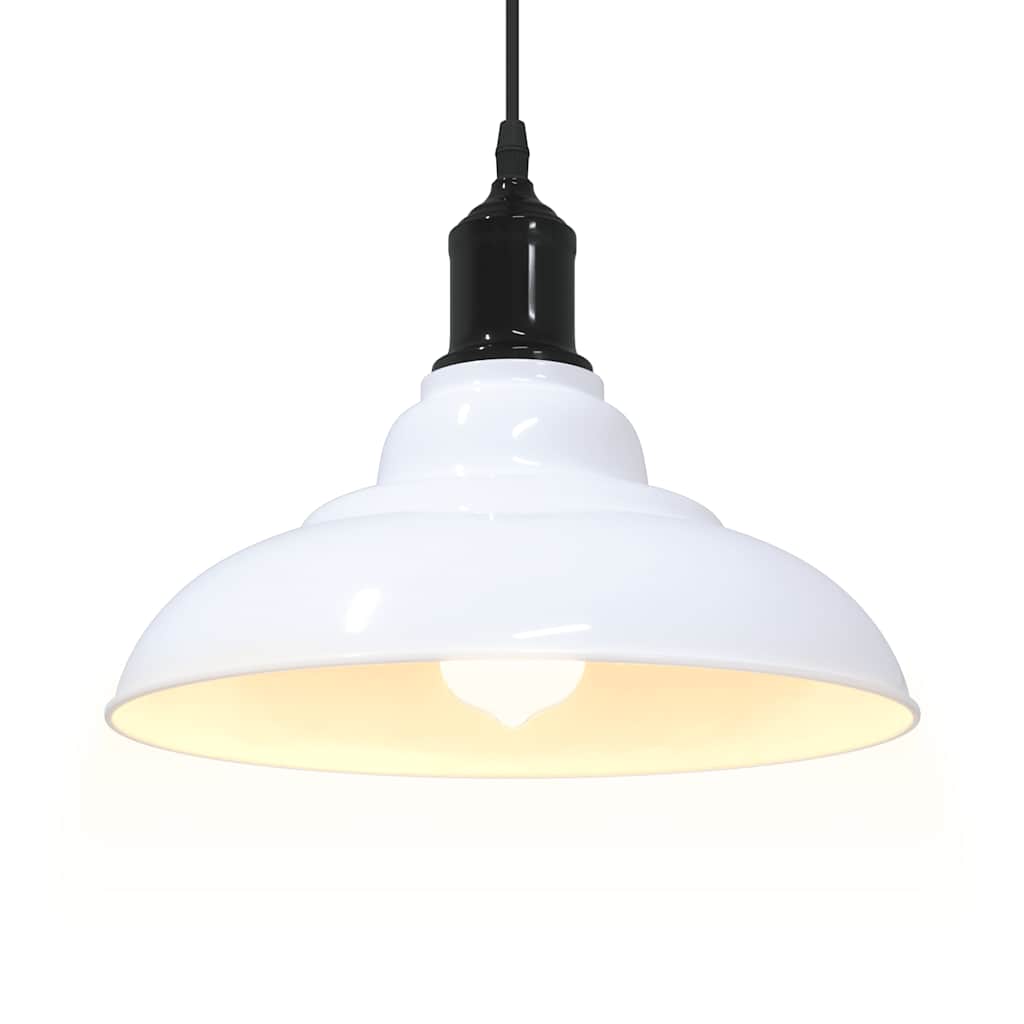 vidaXL Lampă suspendată reglabilă pe înălțime E27 alb lucios metal vidaXL Lampă suspendată reglabilă pe înălțime E27 alb lucios metal