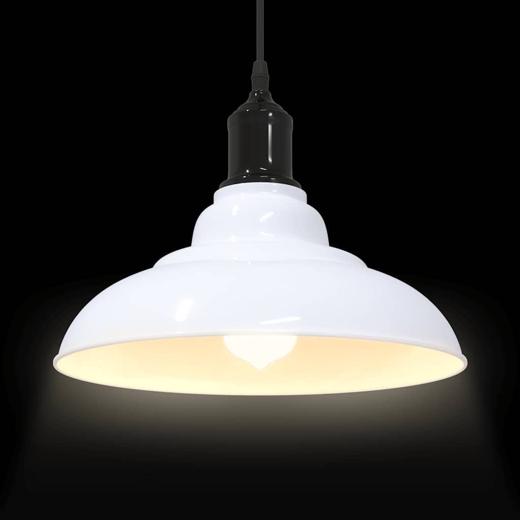 vidaXL Lampă suspendată reglabilă pe înălțime E27 alb lucios metal vidaXL Lampă suspendată reglabilă pe înălțime E27 alb lucios metal