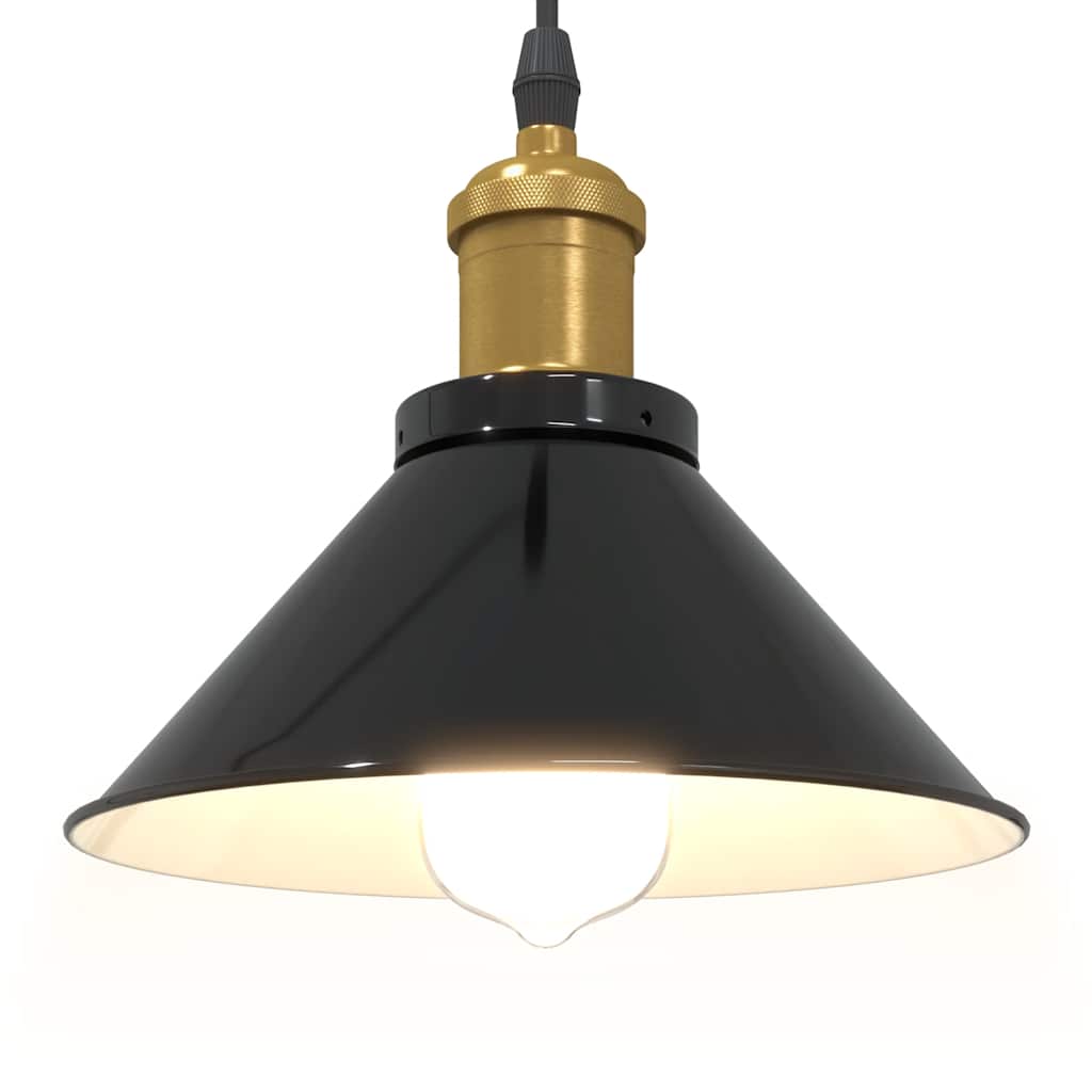 vidaXL Lampă suspendată reglabilă pe înălțime E27 negru lucios metal vidaXL Lampă suspendată reglabilă pe înălțime E27 negru lucios metal