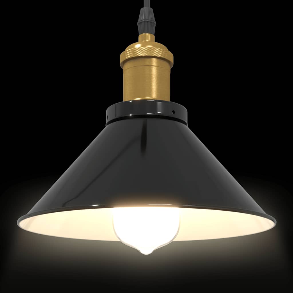vidaXL Lampă suspendată reglabilă pe înălțime E27 negru lucios metal vidaXL Lampă suspendată reglabilă pe înălțime E27 negru lucios metal