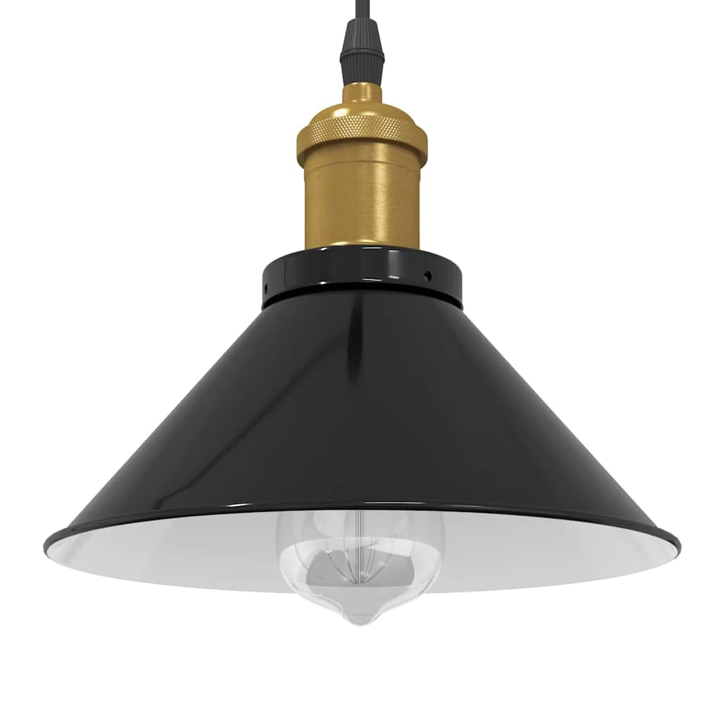 vidaXL Lampă suspendată reglabilă pe înălțime E27 negru lucios metal vidaXL Lampă suspendată reglabilă pe înălțime E27 negru lucios metal