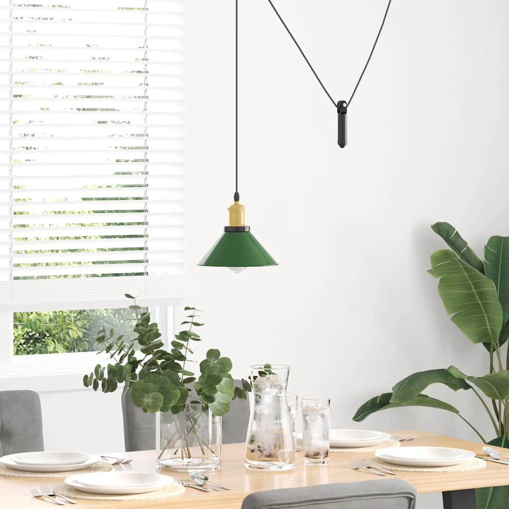 vidaXL Lampă suspendată reglabilă pe înălțime E27 verde lucios metal vidaXL Lampă suspendată reglabilă pe înălțime E27 verde lucios metal