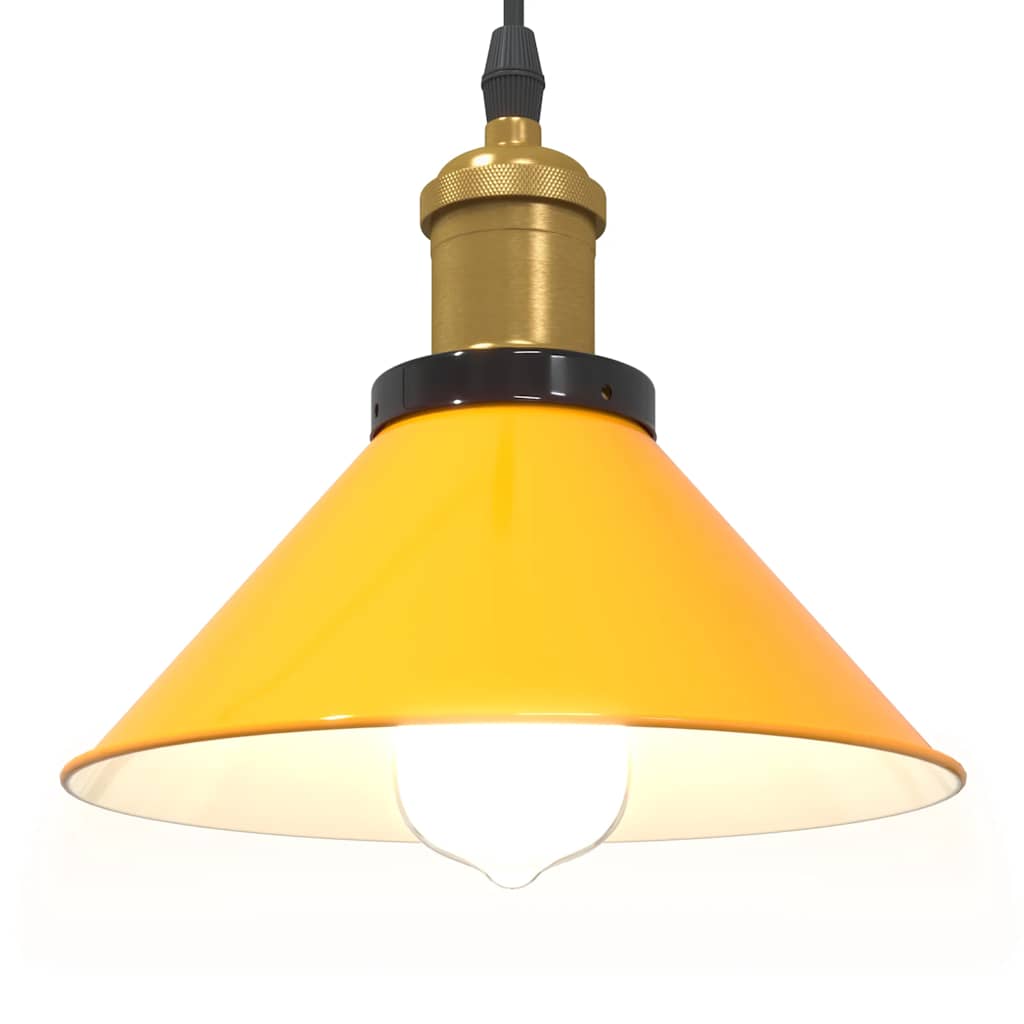 vidaXL Lampă suspendată reglabilă pe înălțime E27 Galben lucios Metal vidaXL Lampă suspendată reglabilă pe înălțime E27 Galben lucios Metal