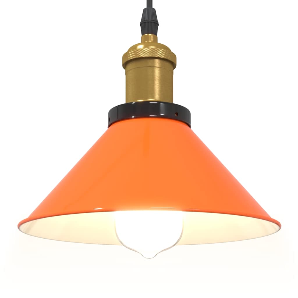 vidaXL Lampă suspendată reglabilă înălțime E27 Portocaliu lucios Metal vidaXL Lampă suspendată reglabilă înălțime E27 Portocaliu lucios Metal