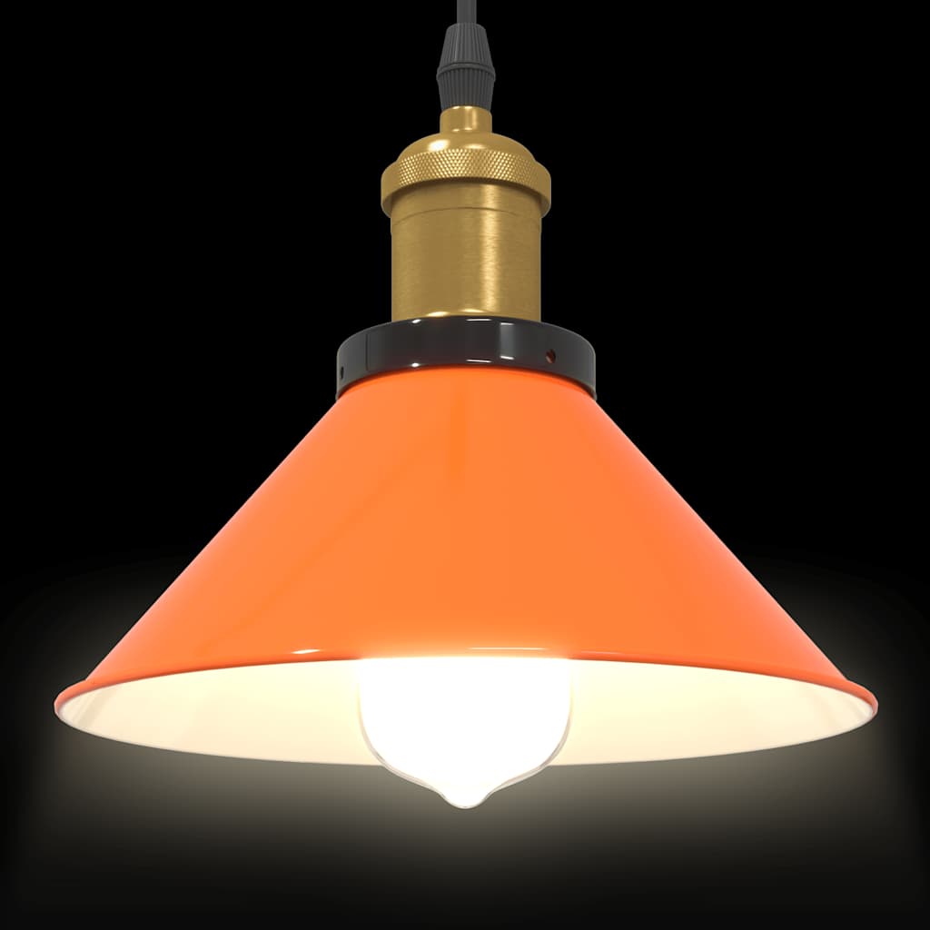 vidaXL Lampă suspendată reglabilă înălțime E27 Portocaliu lucios Metal vidaXL Lampă suspendată reglabilă înălțime E27 Portocaliu lucios Metal