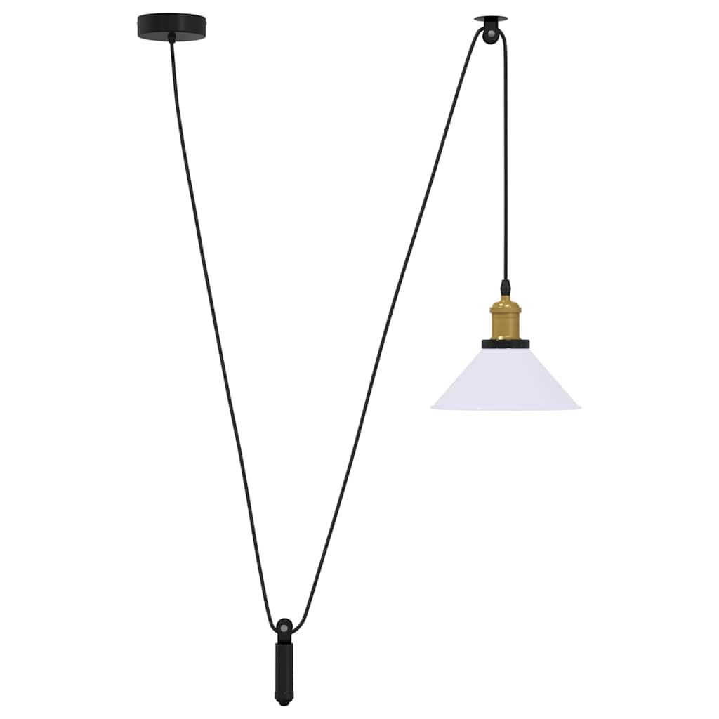 vidaXL Lampă suspendată reglabilă pe înălțime E27 alb lucios metal vidaXL Lampă suspendată reglabilă pe înălțime E27 alb lucios metal