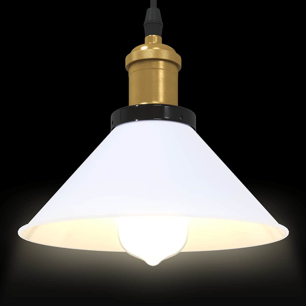 vidaXL Lampă suspendată reglabilă pe înălțime E27 alb lucios metal vidaXL Lampă suspendată reglabilă pe înălțime E27 alb lucios metal