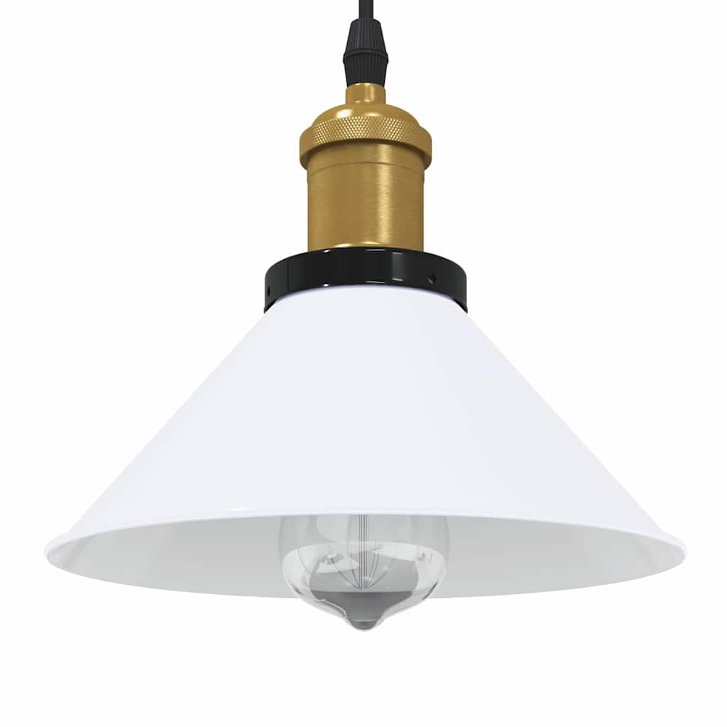 vidaXL Lampă suspendată reglabilă pe înălțime E27 alb lucios metal vidaXL Lampă suspendată reglabilă pe înălțime E27 alb lucios metal