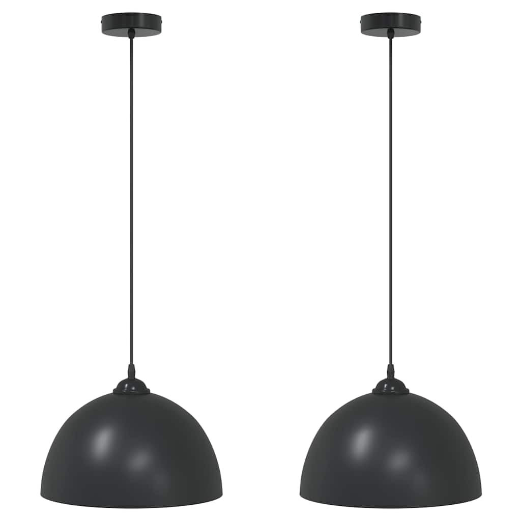 vidaXL Lămpi de suspendare 2 buc E27 Negru Ø 30 cm Metal vidaXL Lămpi de suspendare 2 buc E27 Negru Ø 30 cm Metal