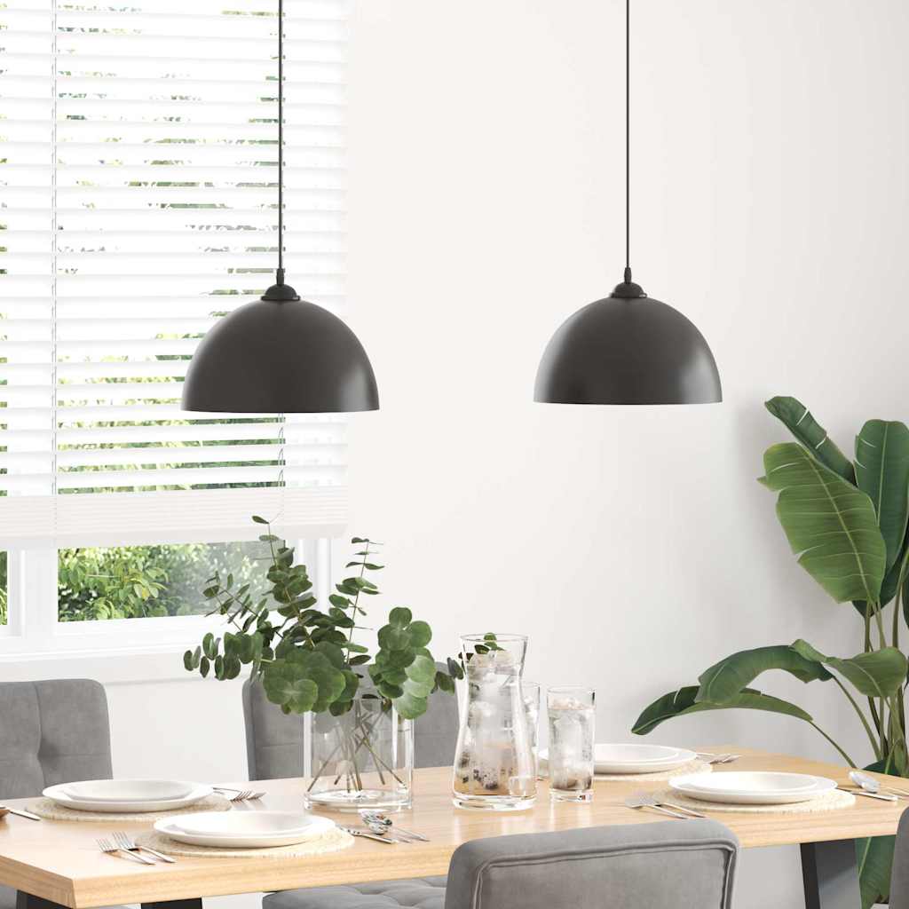 vidaXL Lămpi de suspendare 2 buc E27 Negru Ø 30 cm Metal vidaXL Lămpi de suspendare 2 buc E27 Negru Ø 30 cm Metal