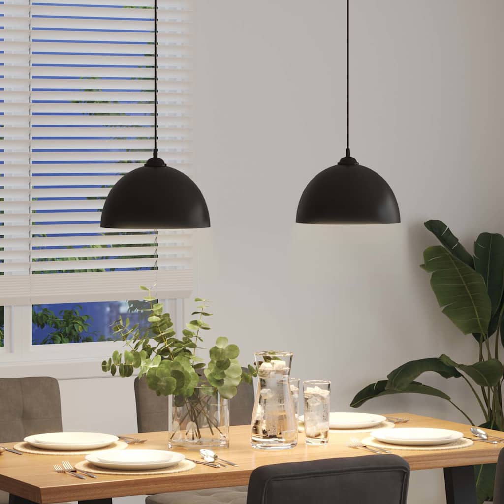 vidaXL Lămpi de suspendare 2 buc E27 Negru Ø 30 cm Metal vidaXL Lămpi de suspendare 2 buc E27 Negru Ø 30 cm Metal
