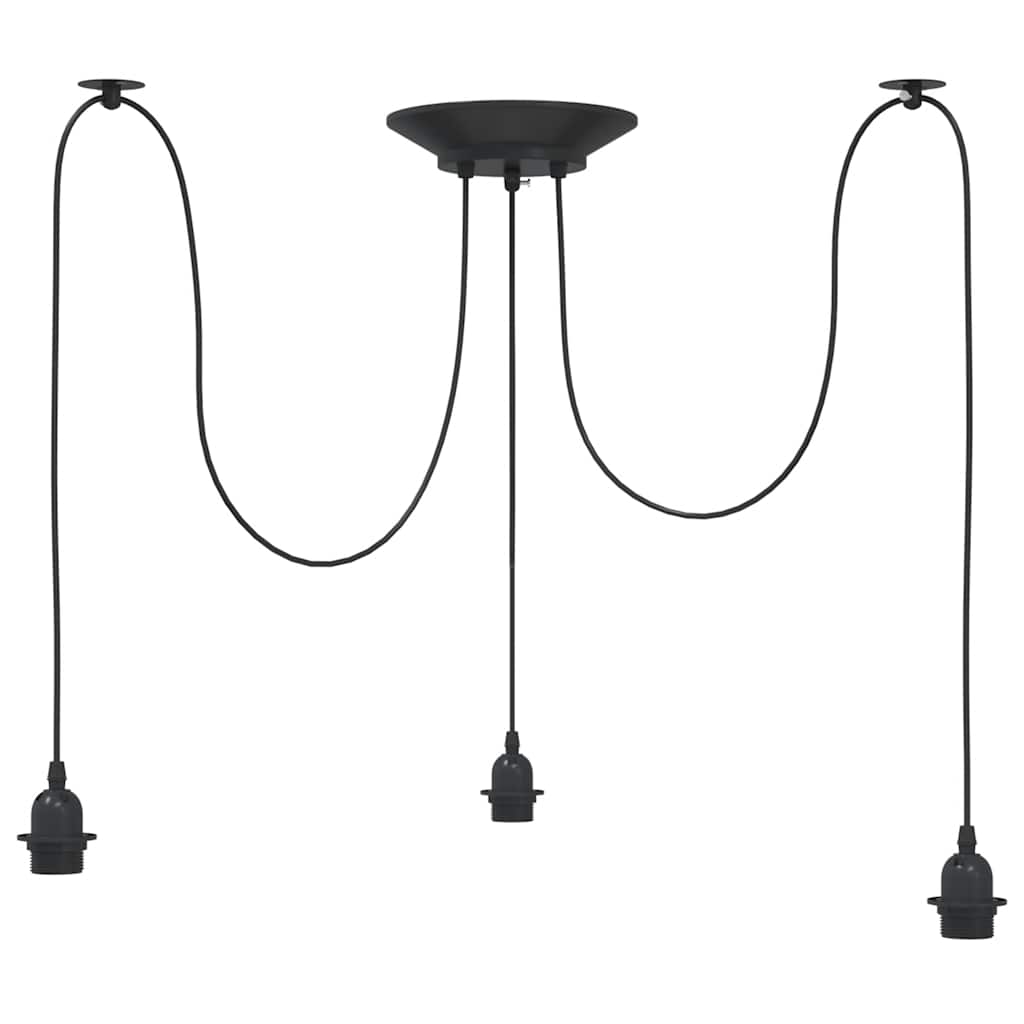 vidaXL Lampă suspendată cu 3 suporturi E27 metal negru vidaXL Lampă suspendată cu 3 suporturi E27 metal negru