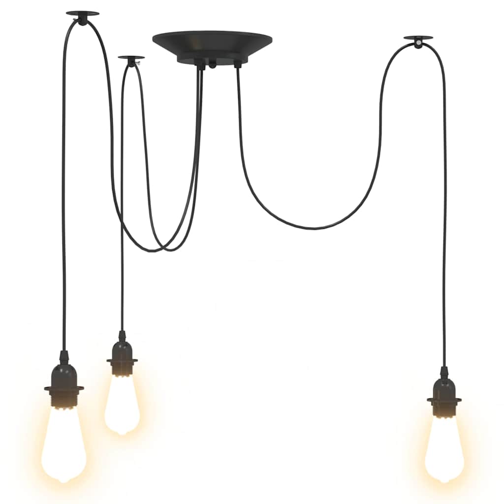 vidaXL Lampă suspendată cu 3 suporturi E27 metal negru vidaXL Lampă suspendată cu 3 suporturi E27 metal negru