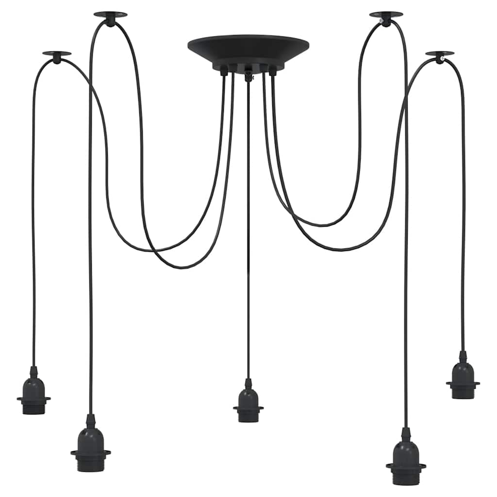 vidaXL Lampă suspendată cu 5 suporturi E27 metal negru vidaXL Lampă suspendată cu 5 suporturi E27 metal negru