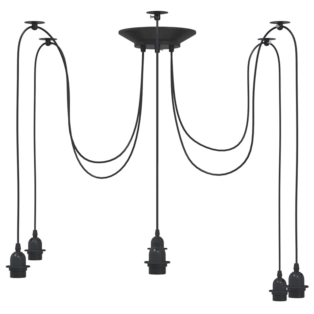 vidaXL Lampă suspendată cu 6 suporturi E27 metal negru vidaXL Lampă suspendată cu 6 suporturi E27 metal negru