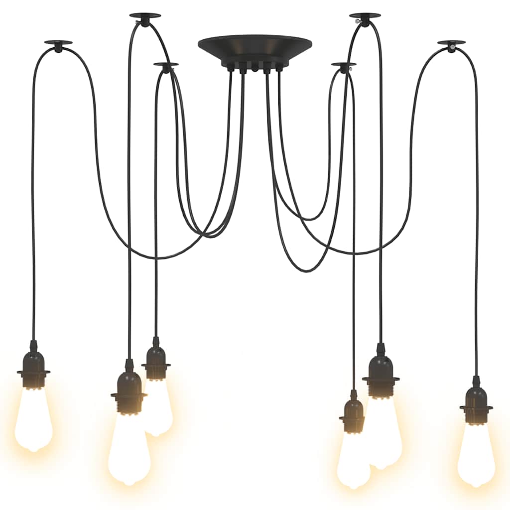 vidaXL Lampă suspendată cu 6 suporturi E27 metal negru vidaXL Lampă suspendată cu 6 suporturi E27 metal negru