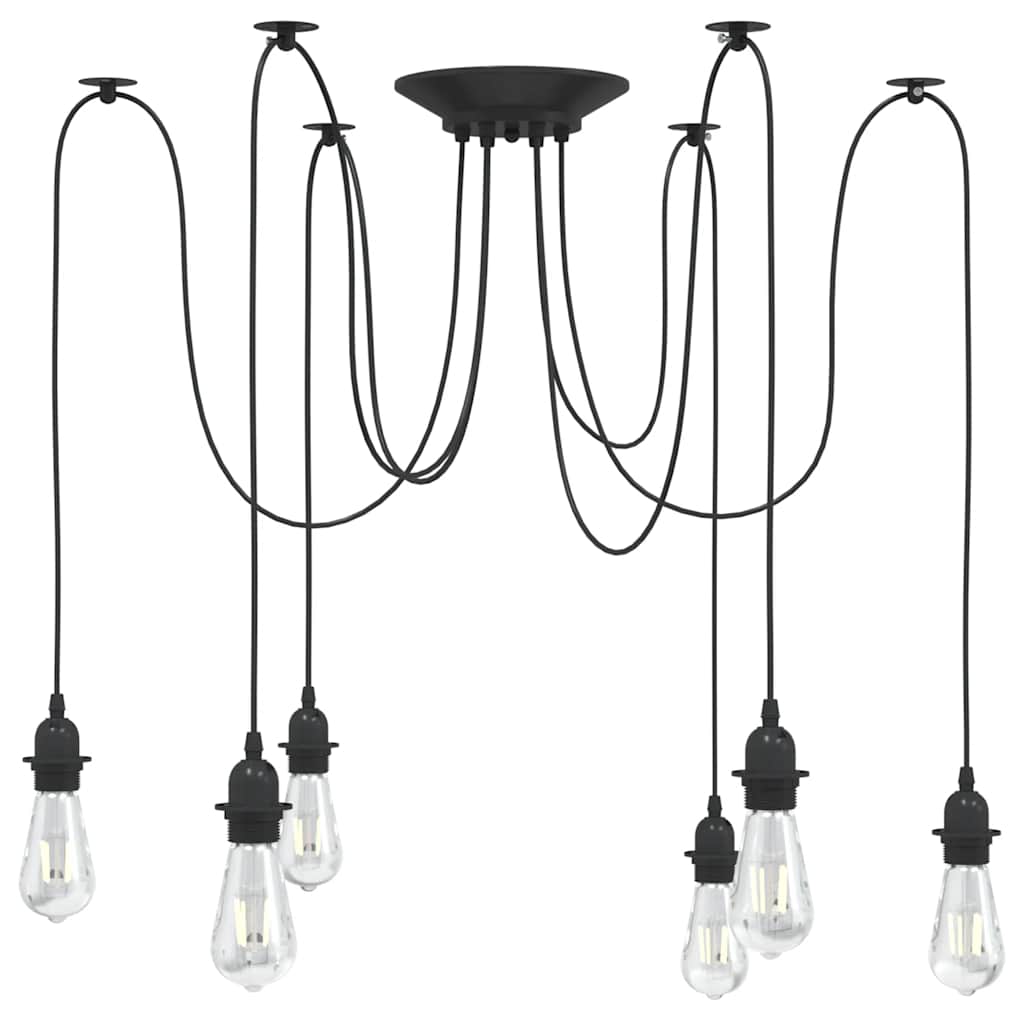 vidaXL Lampă suspendată cu 6 suporturi E27 metal negru vidaXL Lampă suspendată cu 6 suporturi E27 metal negru