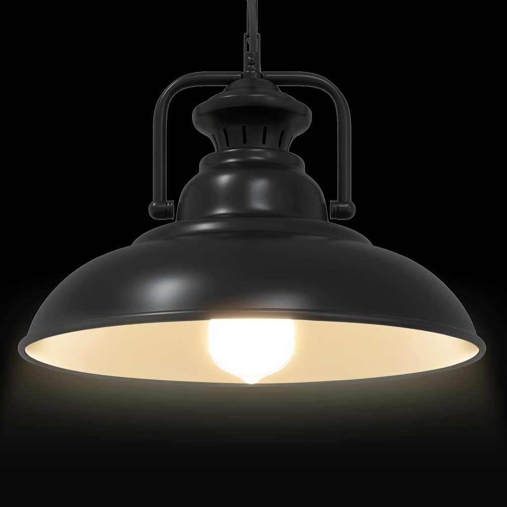 vidaXL Lampă suspendată E27 Negru Ø 31 cm Fier vidaXL Lampă suspendată E27 Negru Ø 31 cm Fier