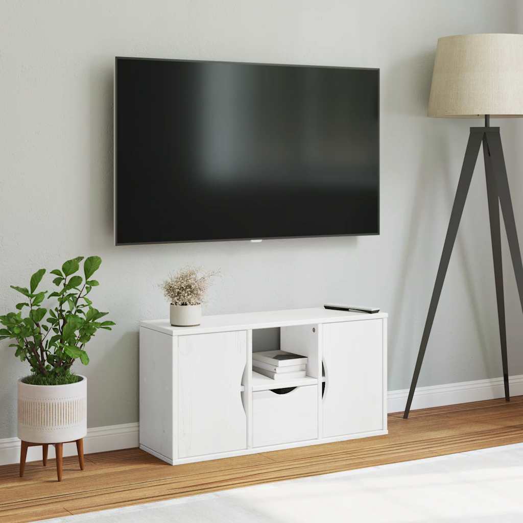 vidaXL Dulap TV cu sertar „ODDA” alb 79x24x40 cm lemn masiv de pin vidaXL Dulap TV cu sertar „ODDA” alb 79x24x40 cm lemn masiv de pin