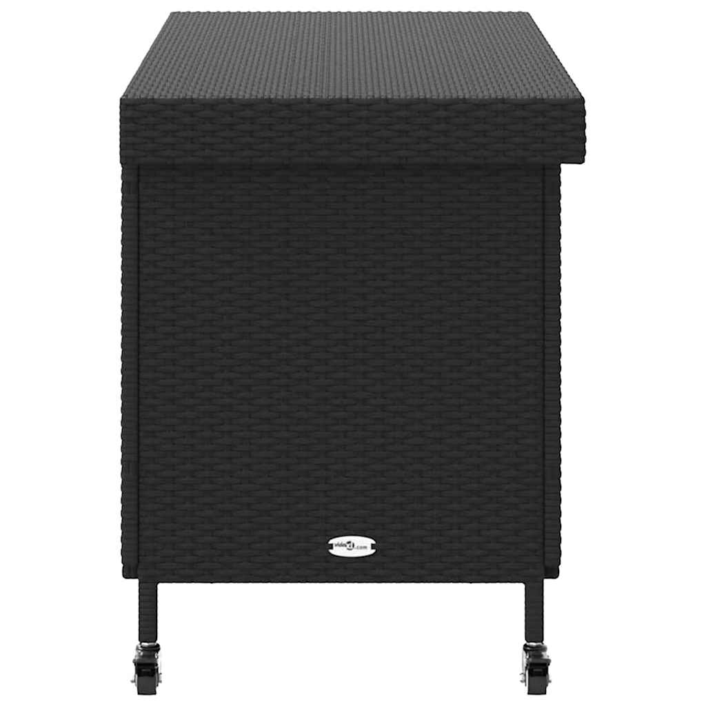 vidaXL Ladă depozitare de grădină cu roți negru,110x55x73 cm poliratan vidaXL Ladă depozitare de grădină cu roți negru,110x55x73 cm poliratan