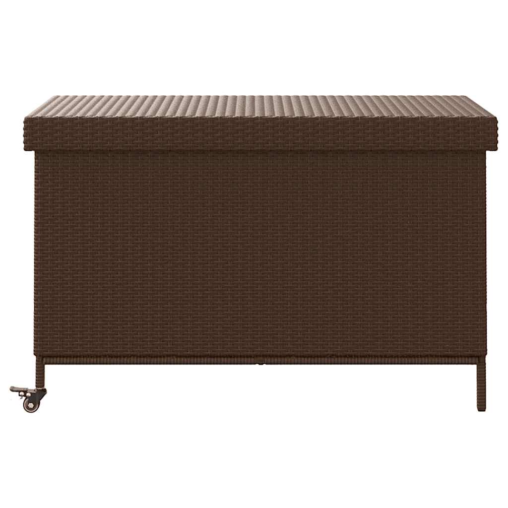 vidaXL Ladă depozitare de grădină cu roți, maro 110x55x73 cm poliratan vidaXL Ladă depozitare de grădină cu roți, maro 110x55x73 cm poliratan