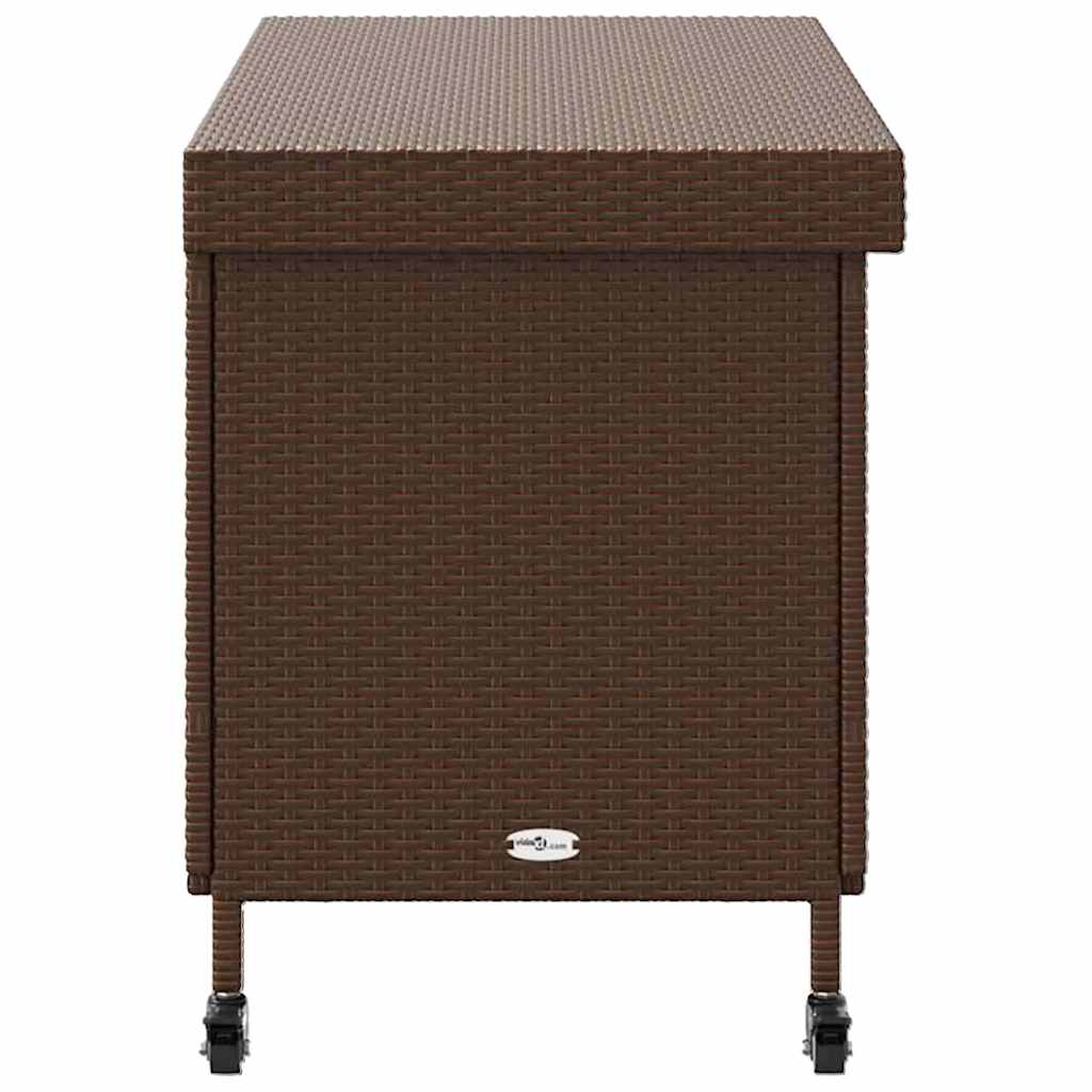 vidaXL Ladă depozitare de grădină cu roți, maro 110x55x73 cm poliratan vidaXL Ladă depozitare de grădină cu roți, maro 110x55x73 cm poliratan