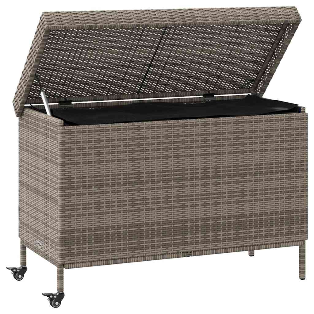 vidaXL Ladă depozitare de grădină cu roți, gri 110x55x73 cm poliratan vidaXL Ladă depozitare de grădină cu roți, gri 110x55x73 cm poliratan