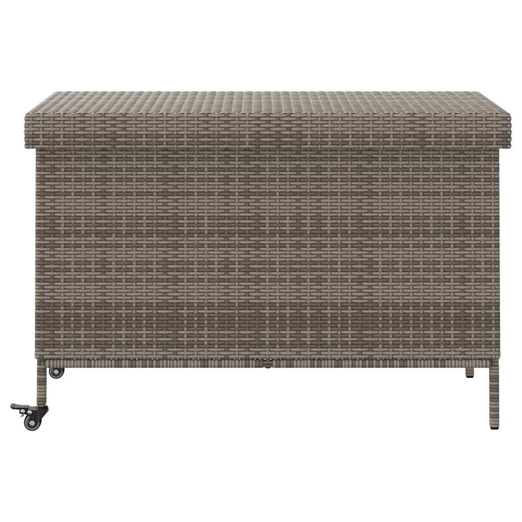 vidaXL Ladă depozitare de grădină cu roți, gri 110x55x73 cm poliratan vidaXL Ladă depozitare de grădină cu roți, gri 110x55x73 cm poliratan
