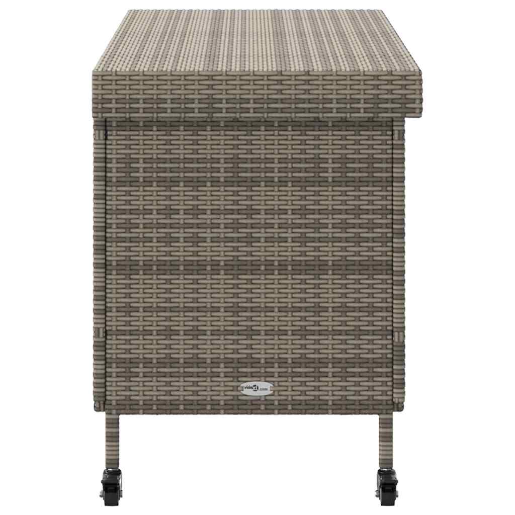 vidaXL Ladă depozitare de grădină cu roți, gri 110x55x73 cm poliratan vidaXL Ladă depozitare de grădină cu roți, gri 110x55x73 cm poliratan