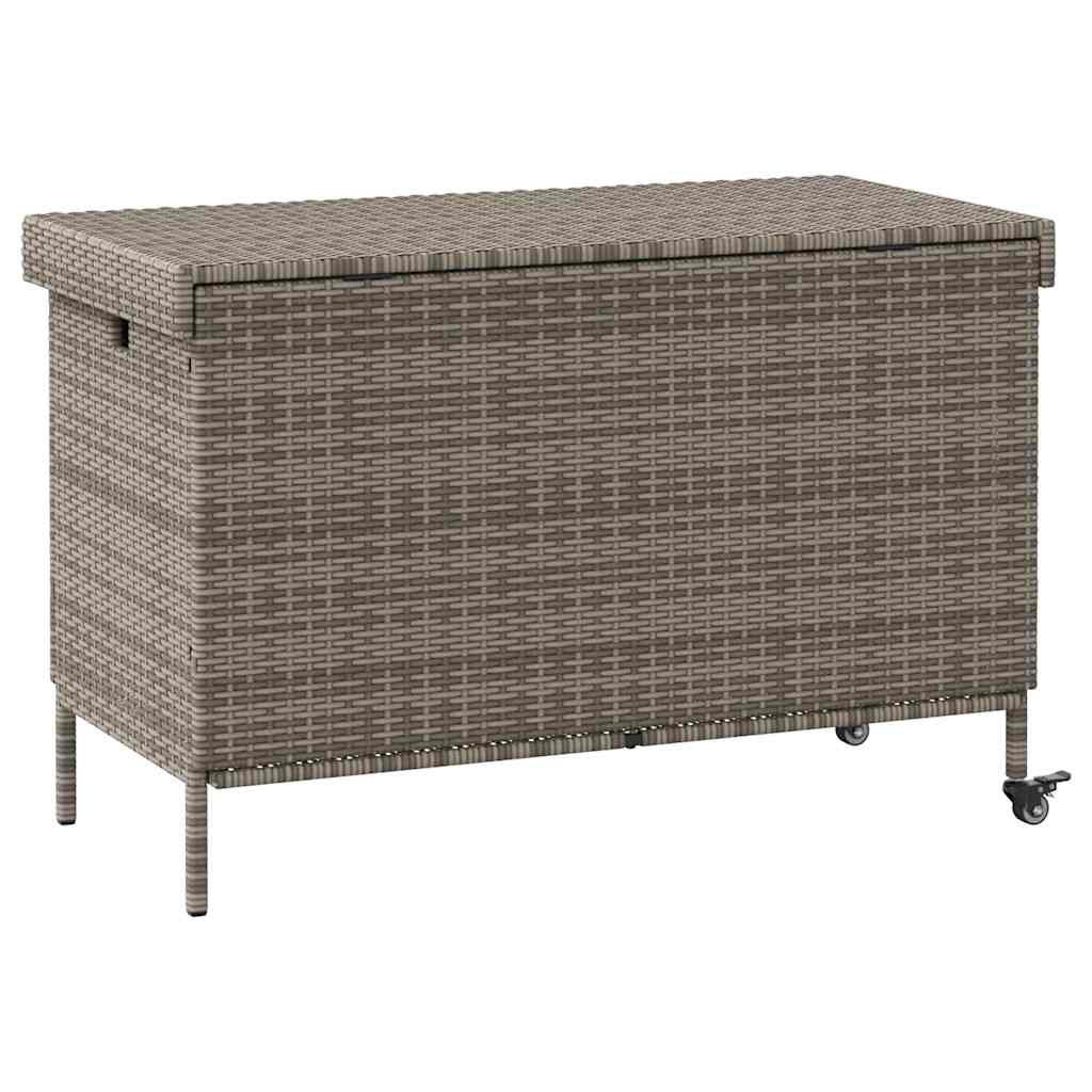 vidaXL Ladă depozitare de grădină cu roți, gri 110x55x73 cm poliratan vidaXL Ladă depozitare de grădină cu roți, gri 110x55x73 cm poliratan