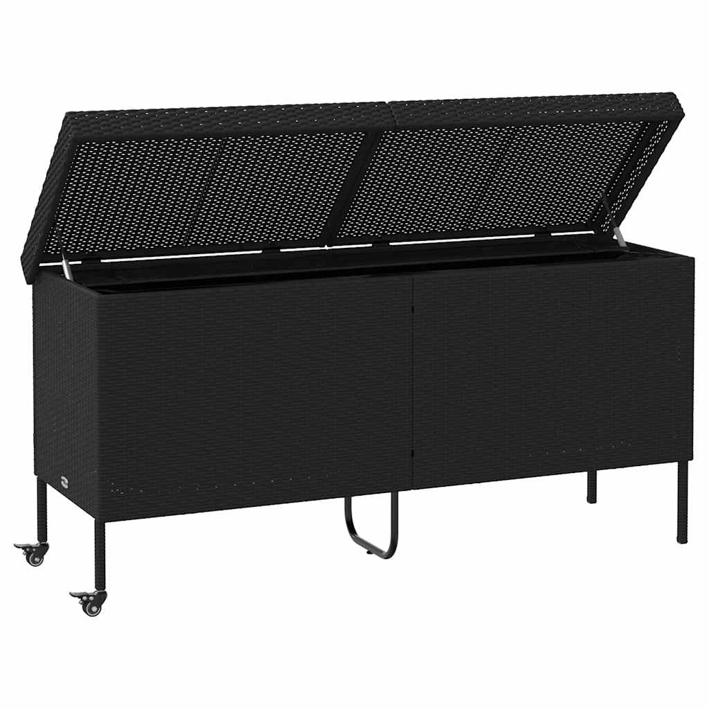 vidaXL Ladă depozitare de grădină cu roți negru 160x55x75 cm poliratan vidaXL Ladă depozitare de grădină cu roți negru 160x55x75 cm poliratan