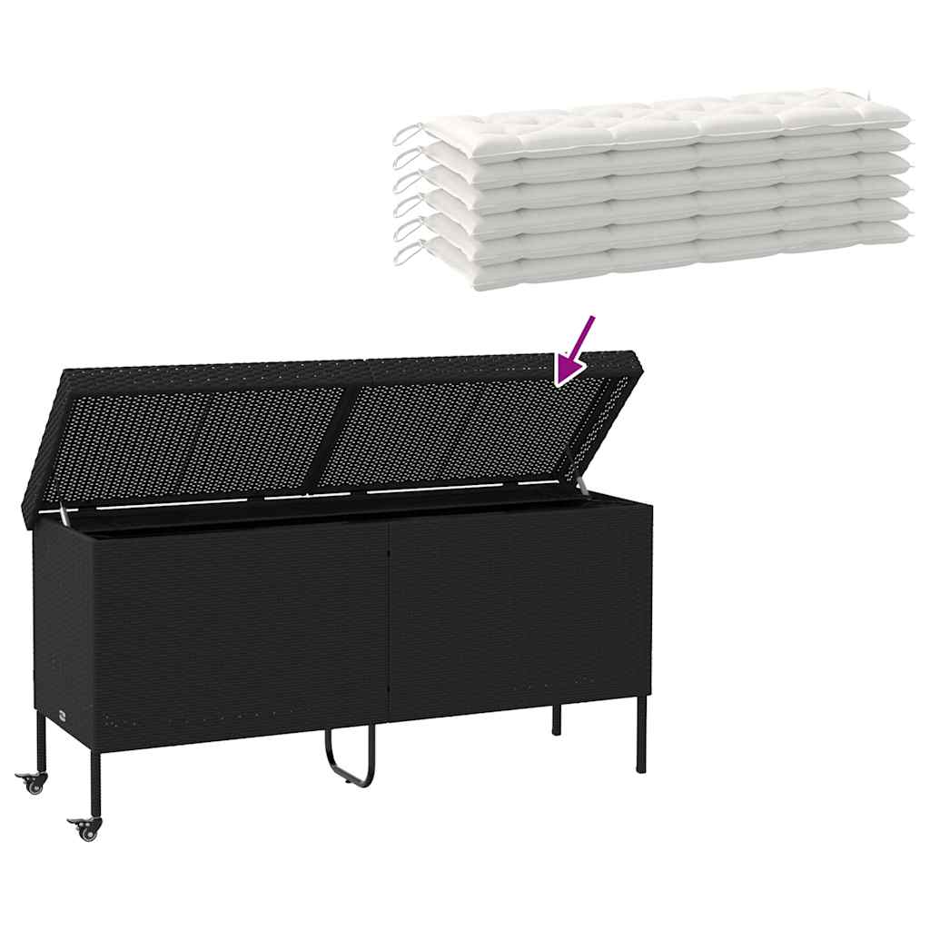 vidaXL Ladă depozitare de grădină cu roți negru 160x55x75 cm poliratan vidaXL Ladă depozitare de grădină cu roți negru 160x55x75 cm poliratan
