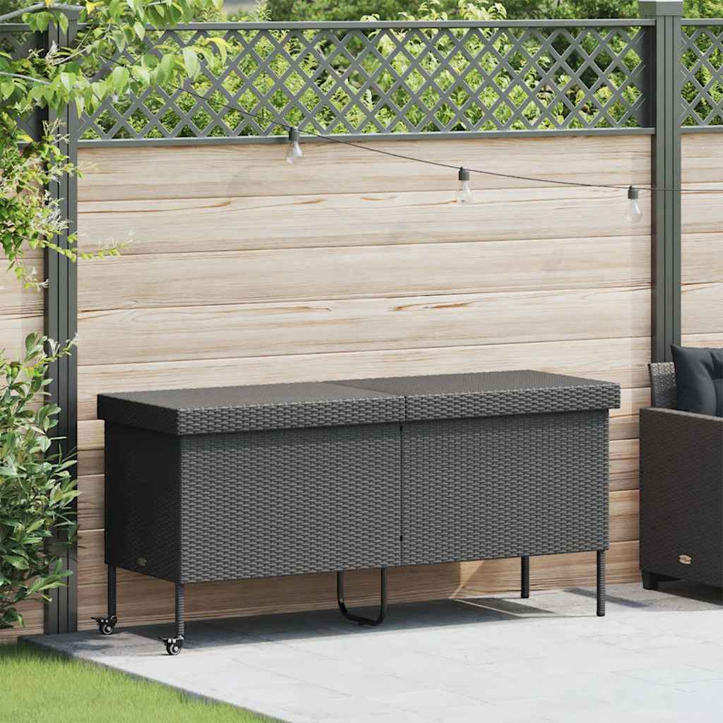 vidaXL Ladă depozitare de grădină cu roți negru 160x55x75 cm poliratan vidaXL Ladă depozitare de grădină cu roți negru 160x55x75 cm poliratan