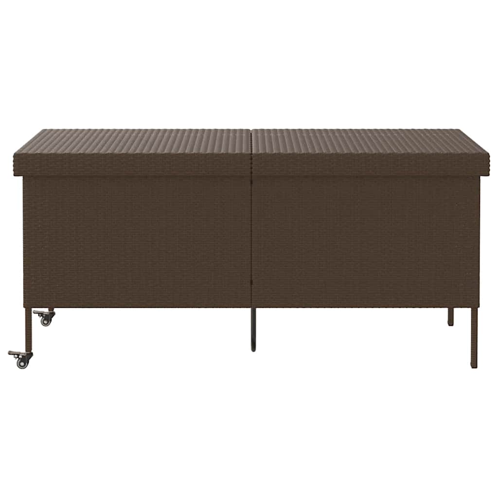 vidaXL Ladă depozitare de grădină cu roți, maro 160x55x75 cm poliratan vidaXL Ladă depozitare de grădină cu roți, maro 160x55x75 cm poliratan