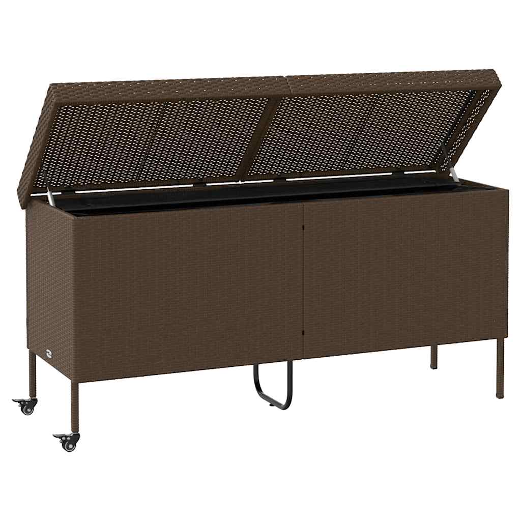 vidaXL Ladă depozitare de grădină cu roți, maro 160x55x75 cm poliratan vidaXL Ladă depozitare de grădină cu roți, maro 160x55x75 cm poliratan