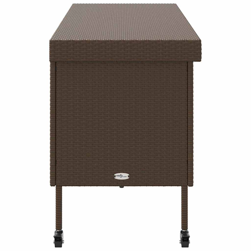 vidaXL Ladă depozitare de grădină cu roți, maro 160x55x75 cm poliratan vidaXL Ladă depozitare de grădină cu roți, maro 160x55x75 cm poliratan