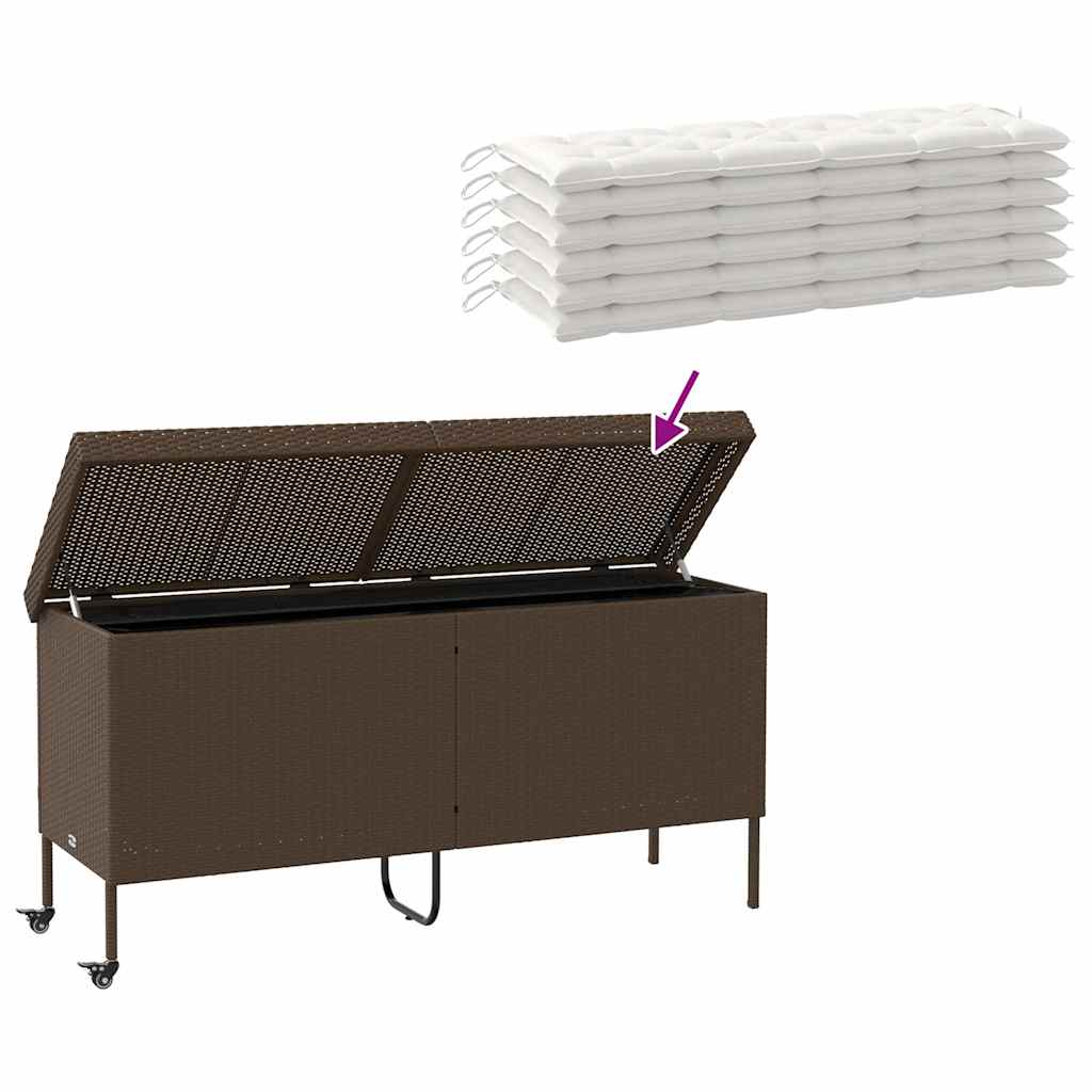 vidaXL Ladă depozitare de grădină cu roți, maro 160x55x75 cm poliratan vidaXL Ladă depozitare de grădină cu roți, maro 160x55x75 cm poliratan