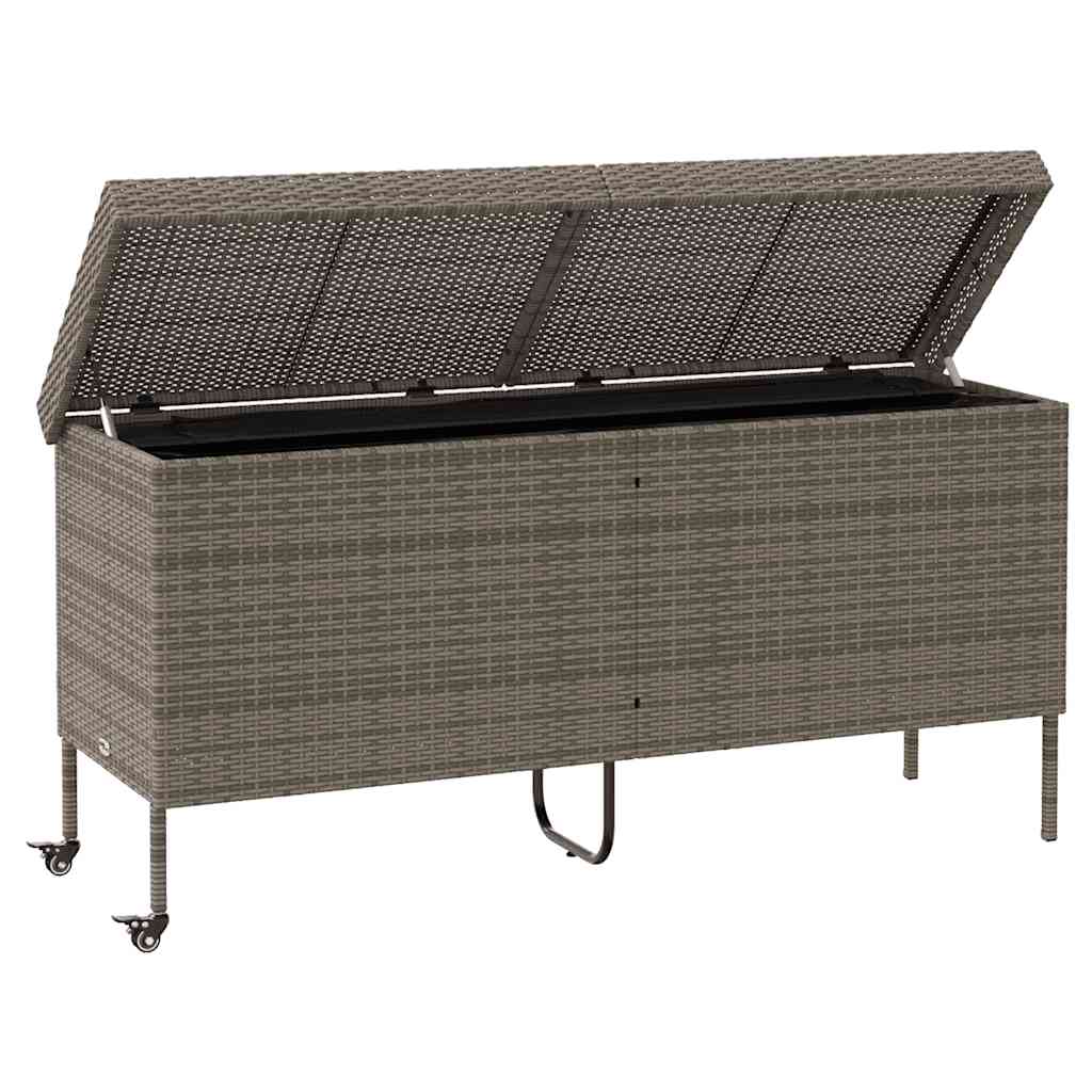 vidaXL Ladă depozitare de grădină cu roți, gri 160x55x75 cm poliratan vidaXL Ladă depozitare de grădină cu roți, gri 160x55x75 cm poliratan